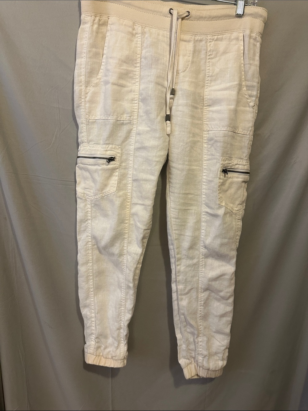 Athleta Cream Drawstring Cargo Joggers
